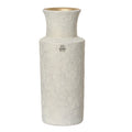 Matte Off-White Textured Terracotta Vase with Gold Lining