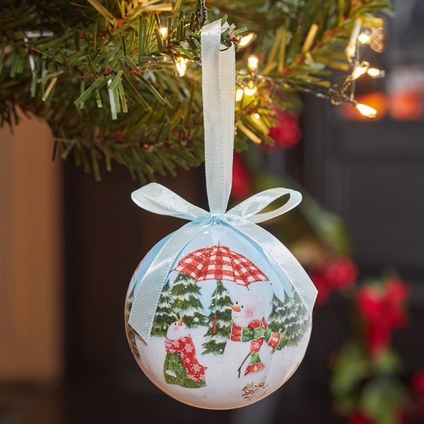 Vintage Singing Snowman Christmas Bauble - Single