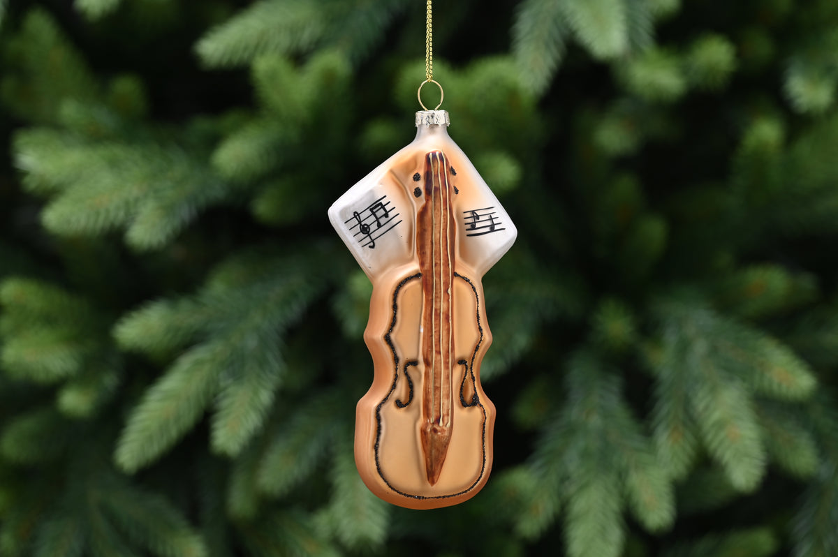 Hanging Brown Glass Cello Christmas Tree Bauble
