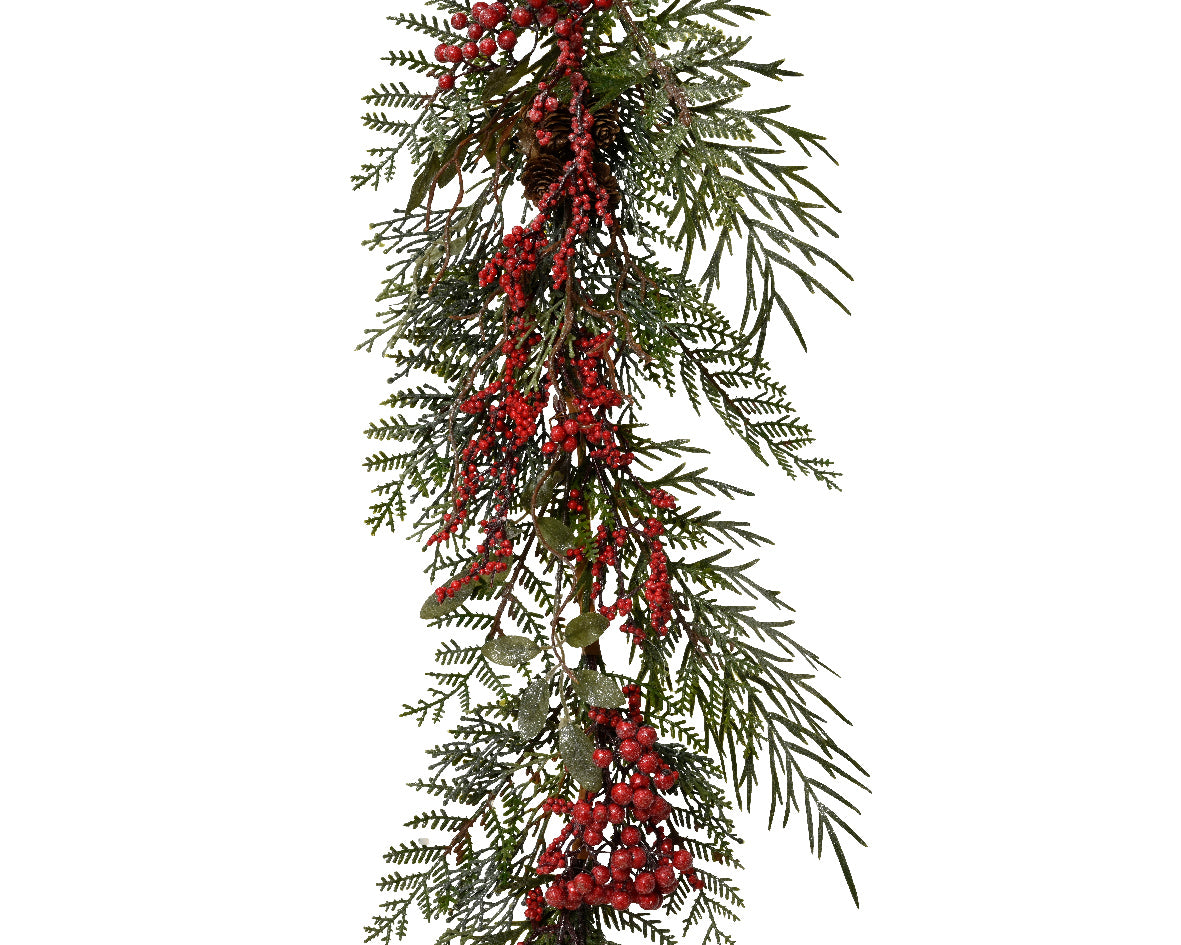 Frosted Red Berry Glitter Garland - 180cm