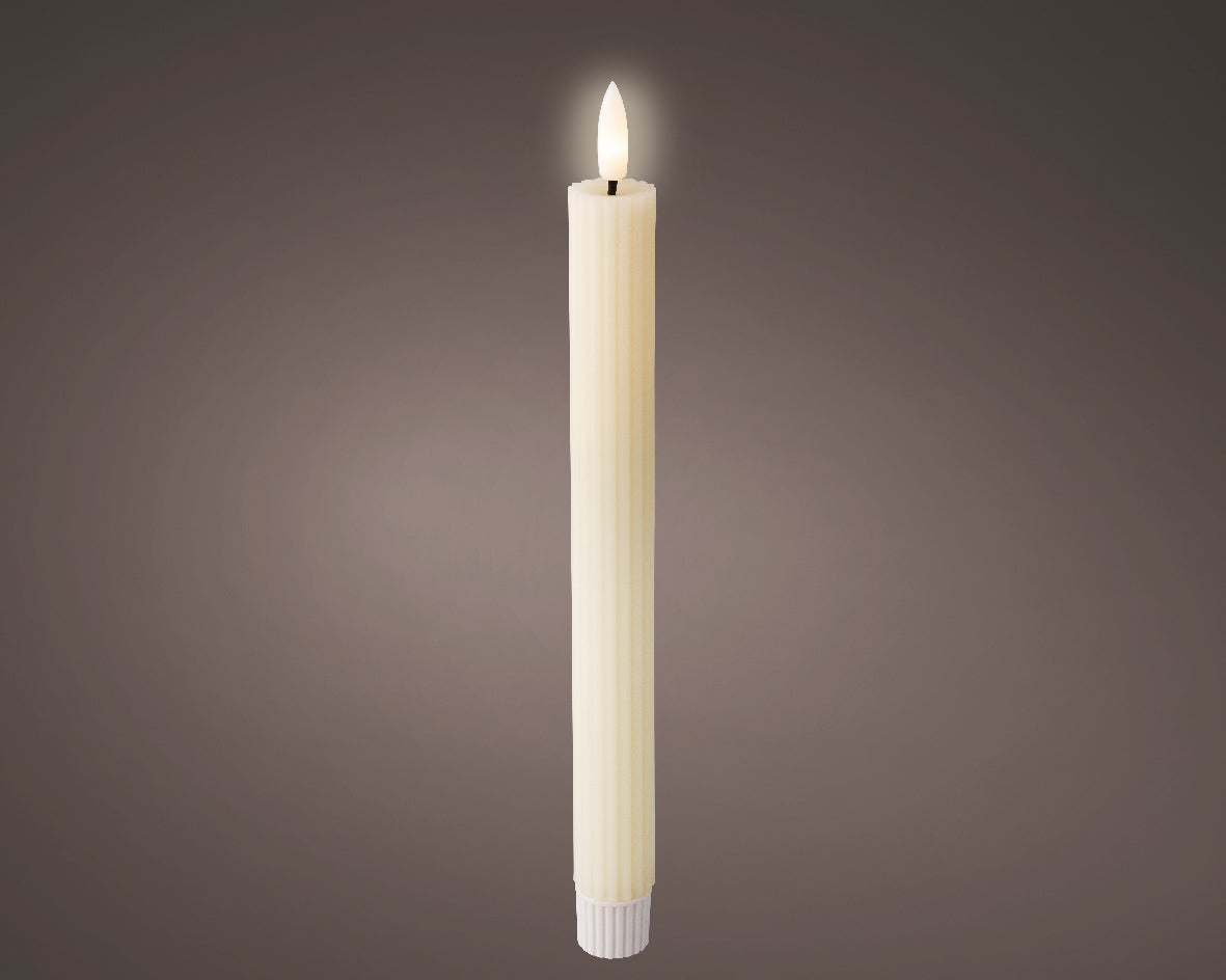 Battery Operated LED Cream Wax Wick Dinner Candle - Box of 2