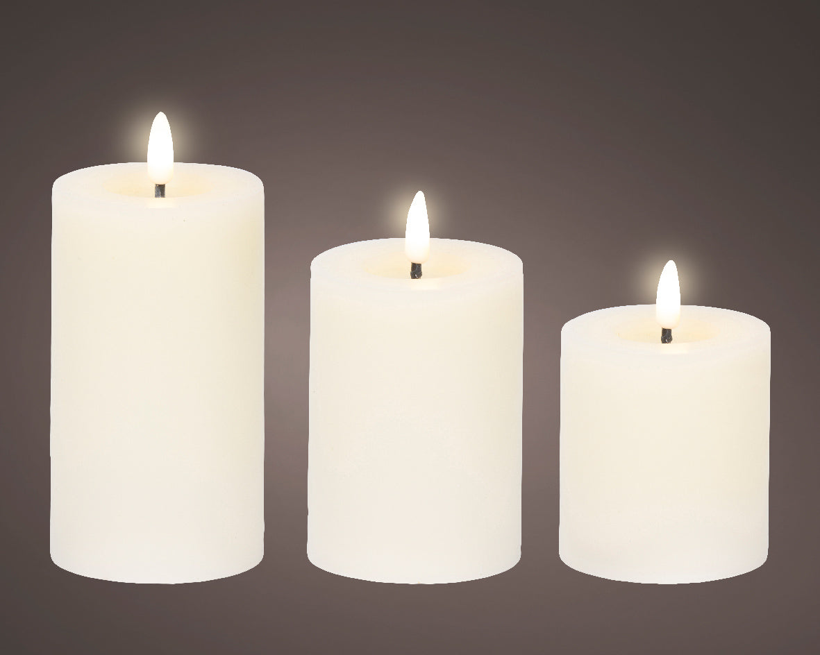 Special Offer Set of 3 LED Cream Wax Candles with Flame Effect