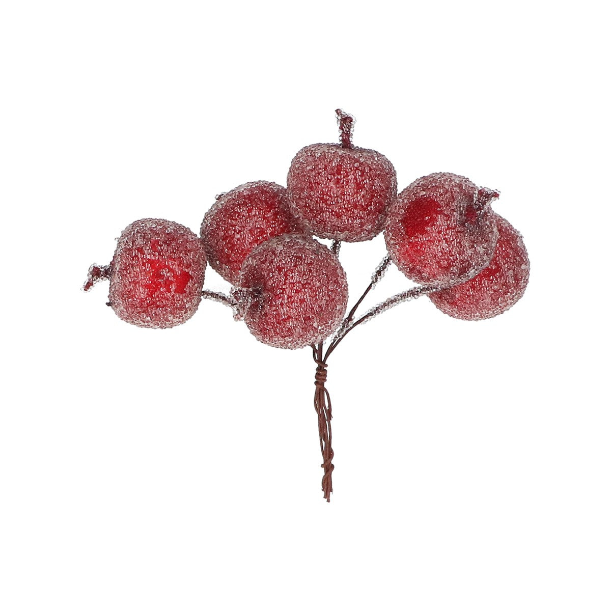 Gisela Graham - Frosted Red Apples Pick Cluster - 13cm