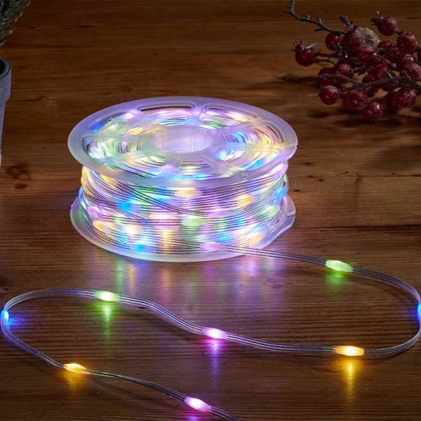 TwoTone Duo Bulb String Lights - 100 LEDs Roll with Warm White & Multi Coloured Lights