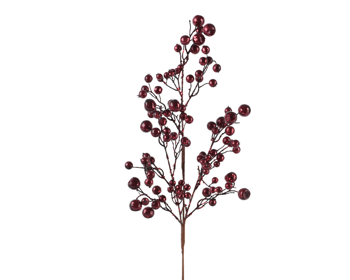 Maroon Foam Glitter Berries Decoration - 68cm