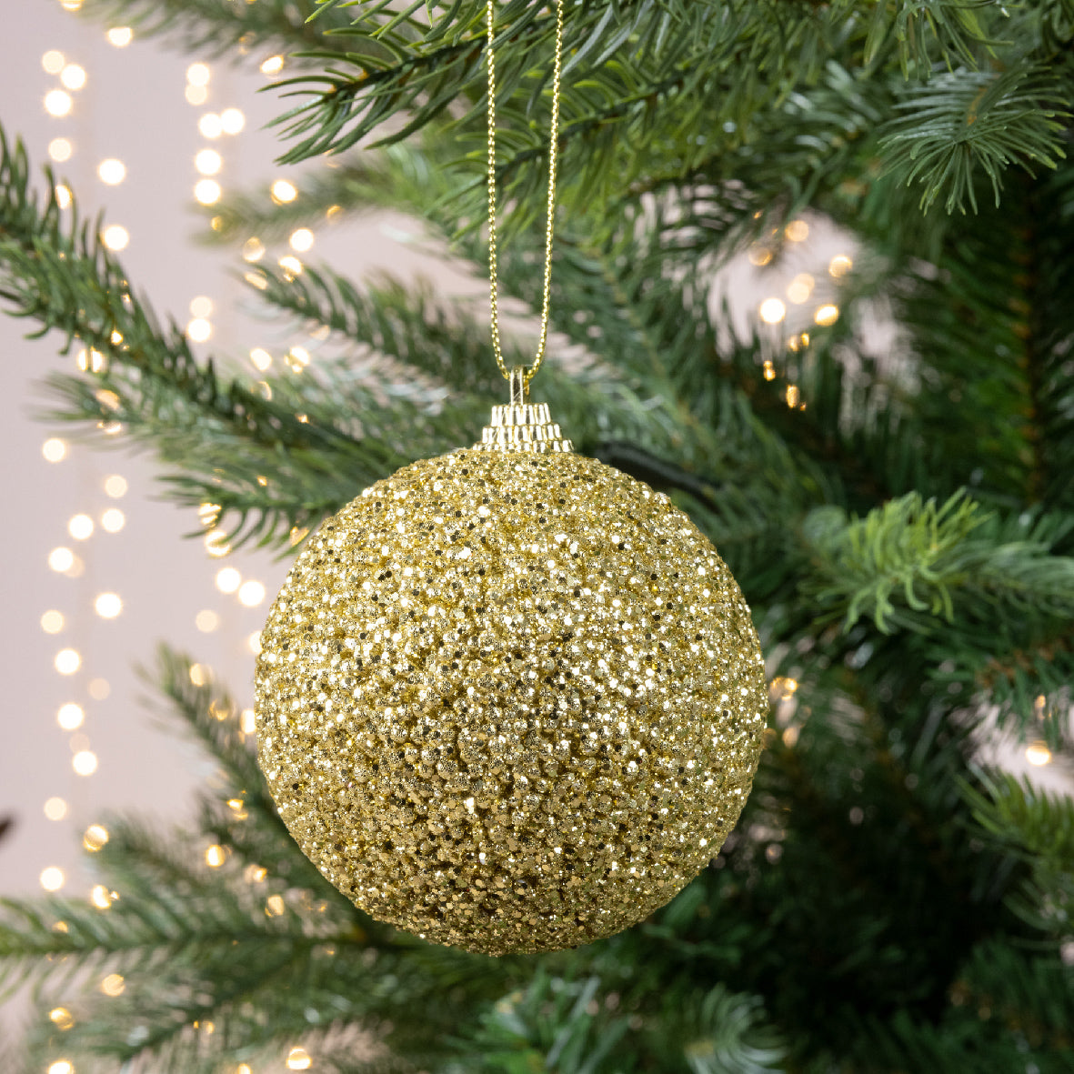 Gold Foam Glitter Bauble - 8cm