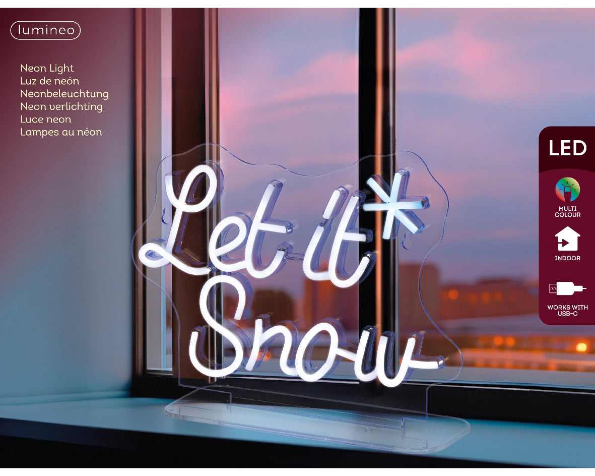 Standing Let it Snow Neon LED Light - 23cm
