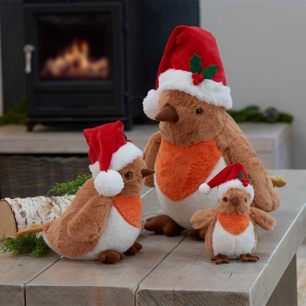 Festive Robbie Fluffy Robin Plush 23cm