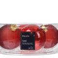 Red Transparent Glass Baubles Shiny & Matte 8cm - Box of 4