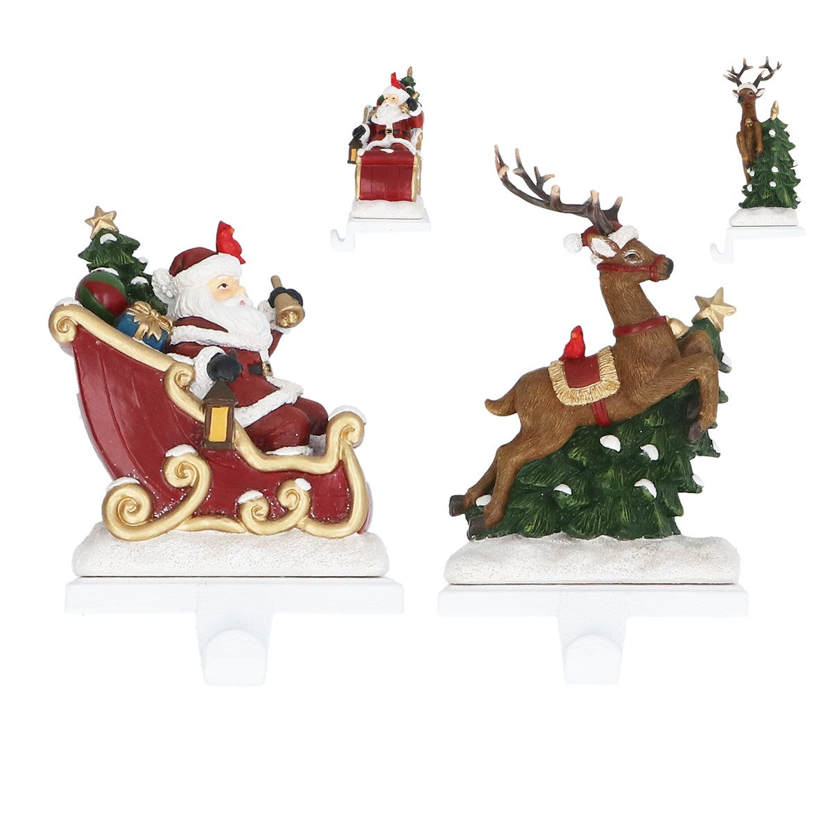 Gisela Graham - Resin Santa or Reindeer Stocking Hanger - 17cm