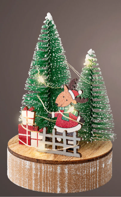 Wooden Warm White Light Up Christmas Tree Figurine