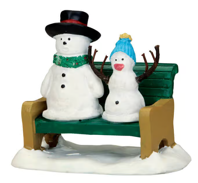 Lemax - Snowdad & Snowbaby Village Figurine on Bench