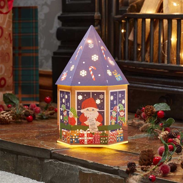 InLit DecorHouse Santa's Workshop Light Up LED Paper House