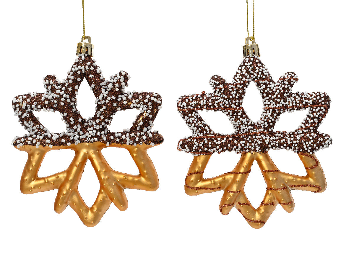 Dipped Effect Beaded Snowflake Biscuit Bauble
