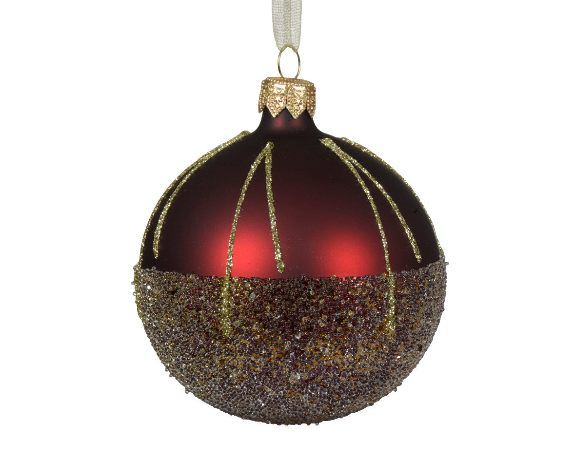 Oxblood Red Matte Bead and Sparkle Glass Bauble