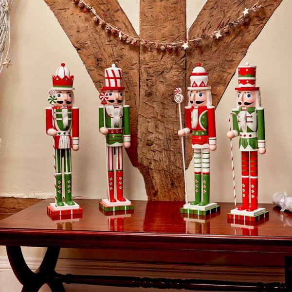 Three Kings Candy Captain! Candy Cane Wooden Nutcracker - 38cm