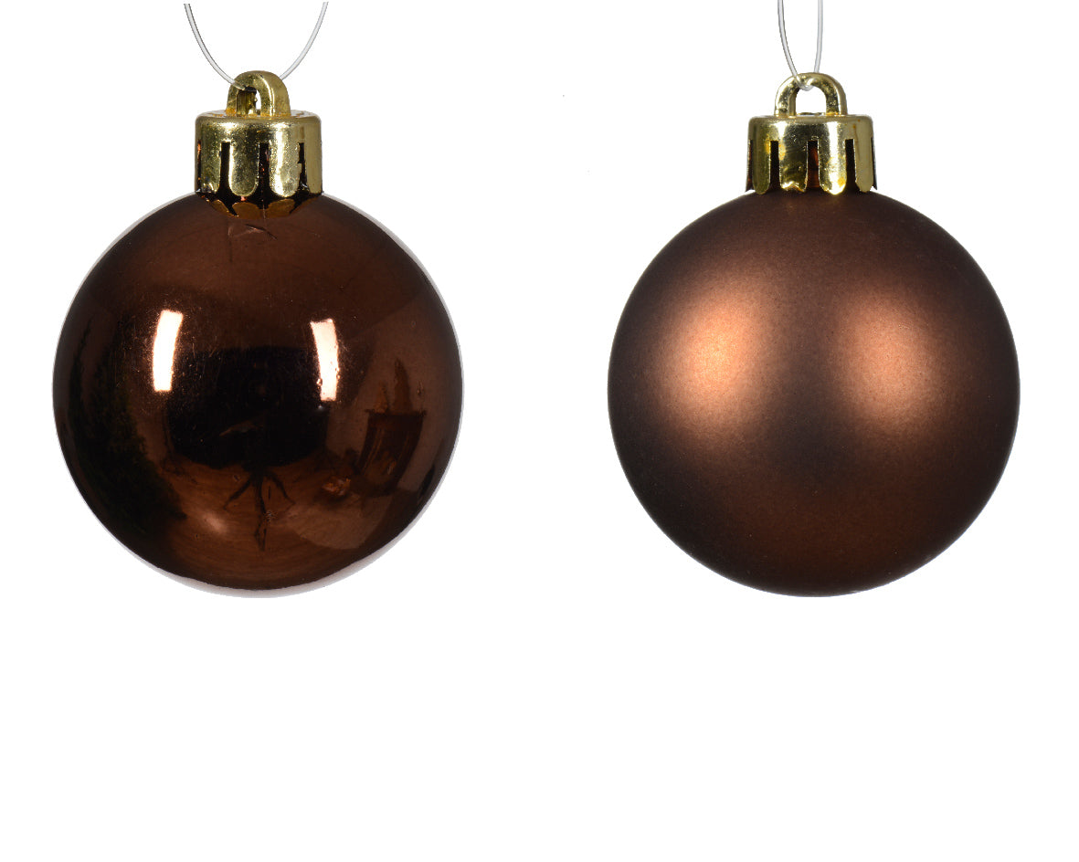 Espresso Shatterproof Baubles - Box of 16 - 4cm