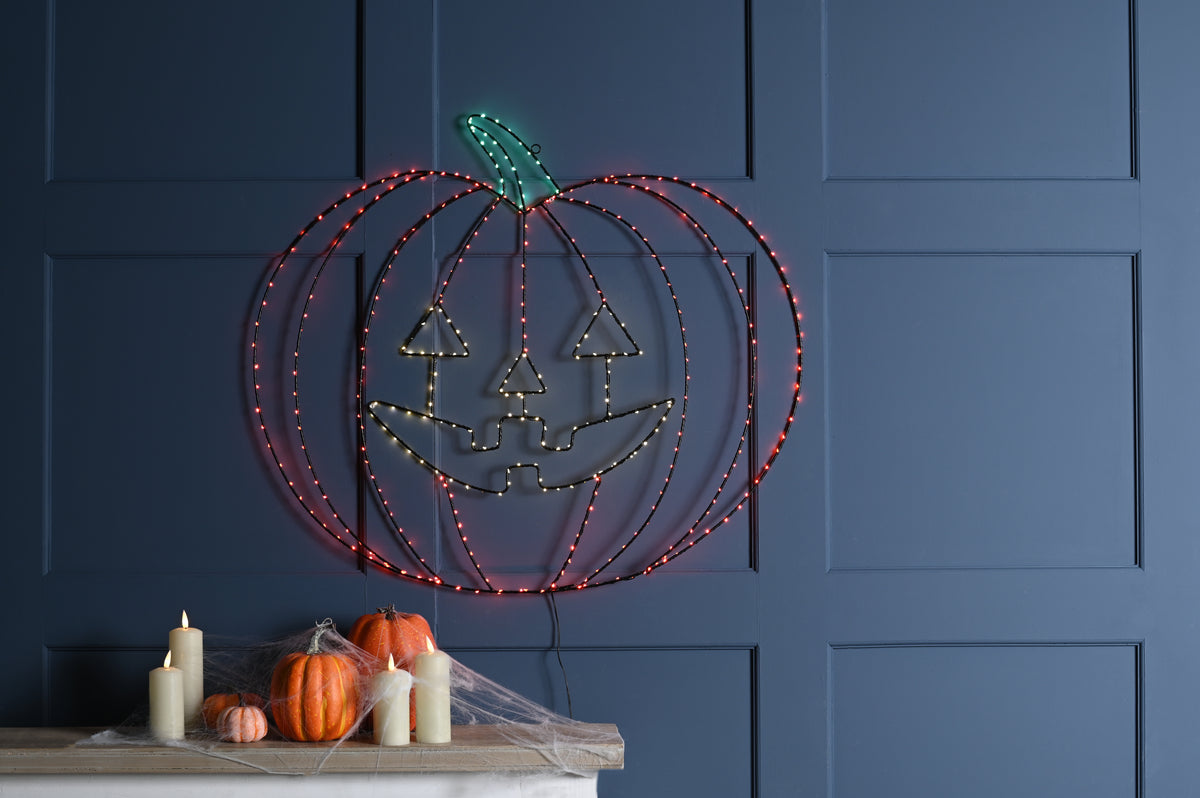 LED Light Up Halloween Flashing Pumpkin Silhouette