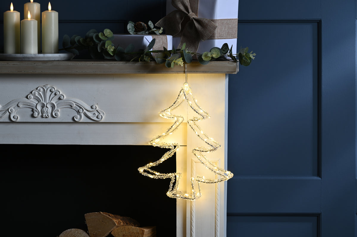 Warm White LED Light Up Acrylic Christmas Tree Decoration - 34cm