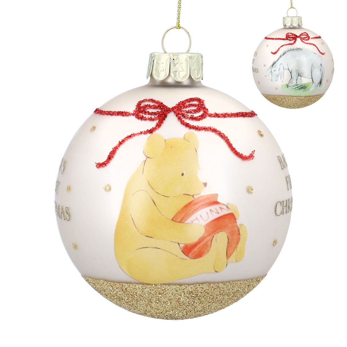 Gisela Graham - Winnie-The-Pooh Babies First Christmas Glass Ball Bauble - 8cm
