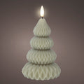 LED Pale Green Christmas Tree Shaped Wax Candle - 13.5cm