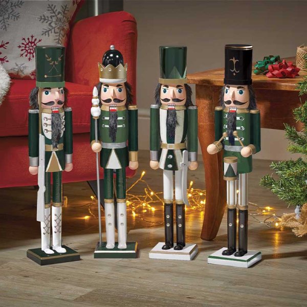 Three Kings XL Wooden Nutcracker Green Grenadier - 50cm