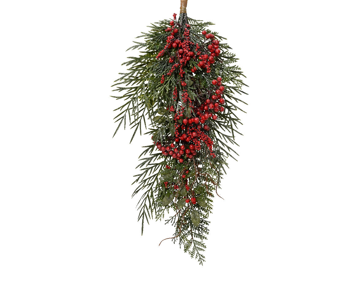 Red Berry Glitter Garland Swag  - 63cm