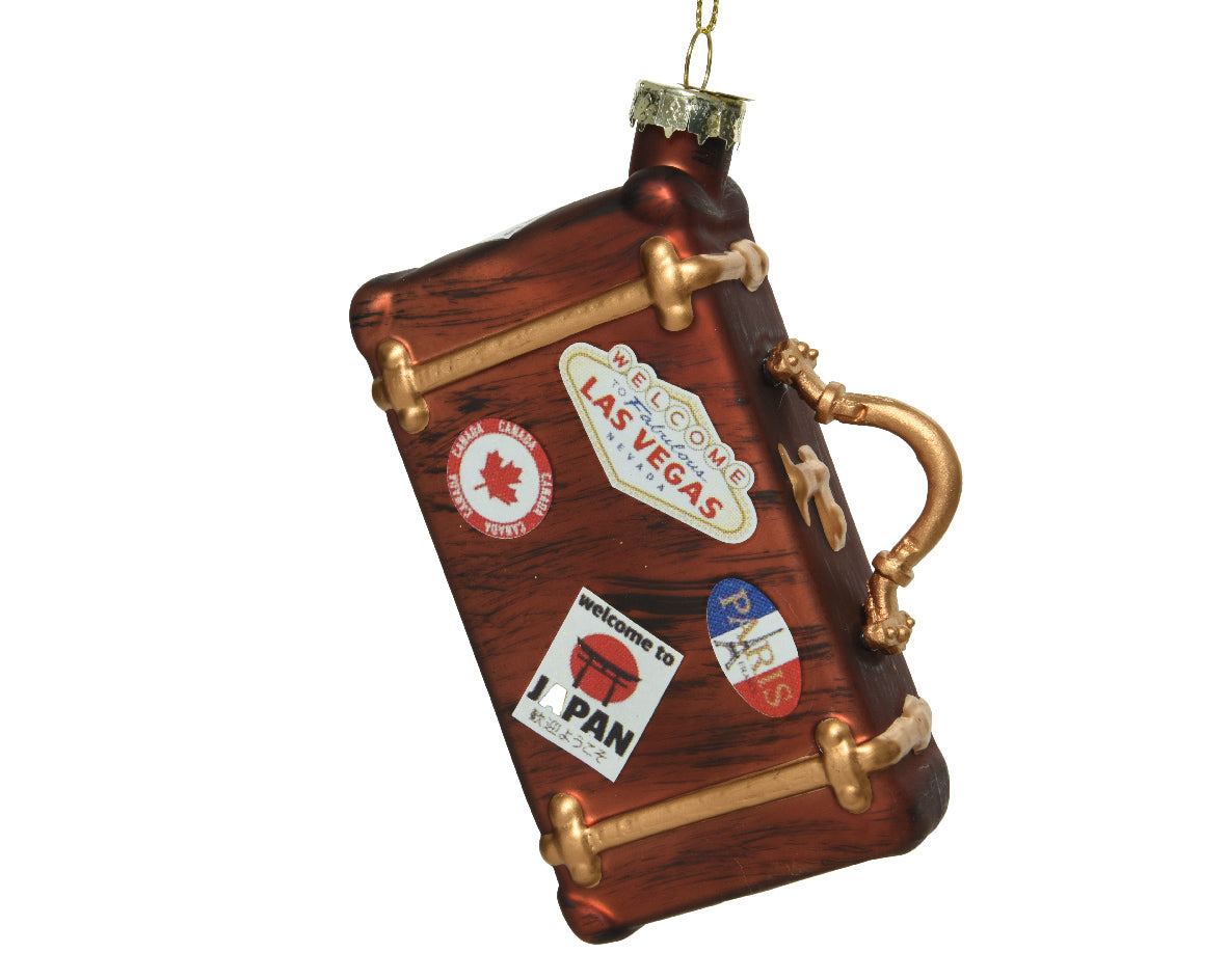 Glass World Traveler Suitcase Unique Christmas Bauble