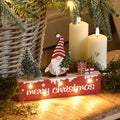 Light Up Red Christmas Gonk Wooden Merry Christmas Sign - 20cm
