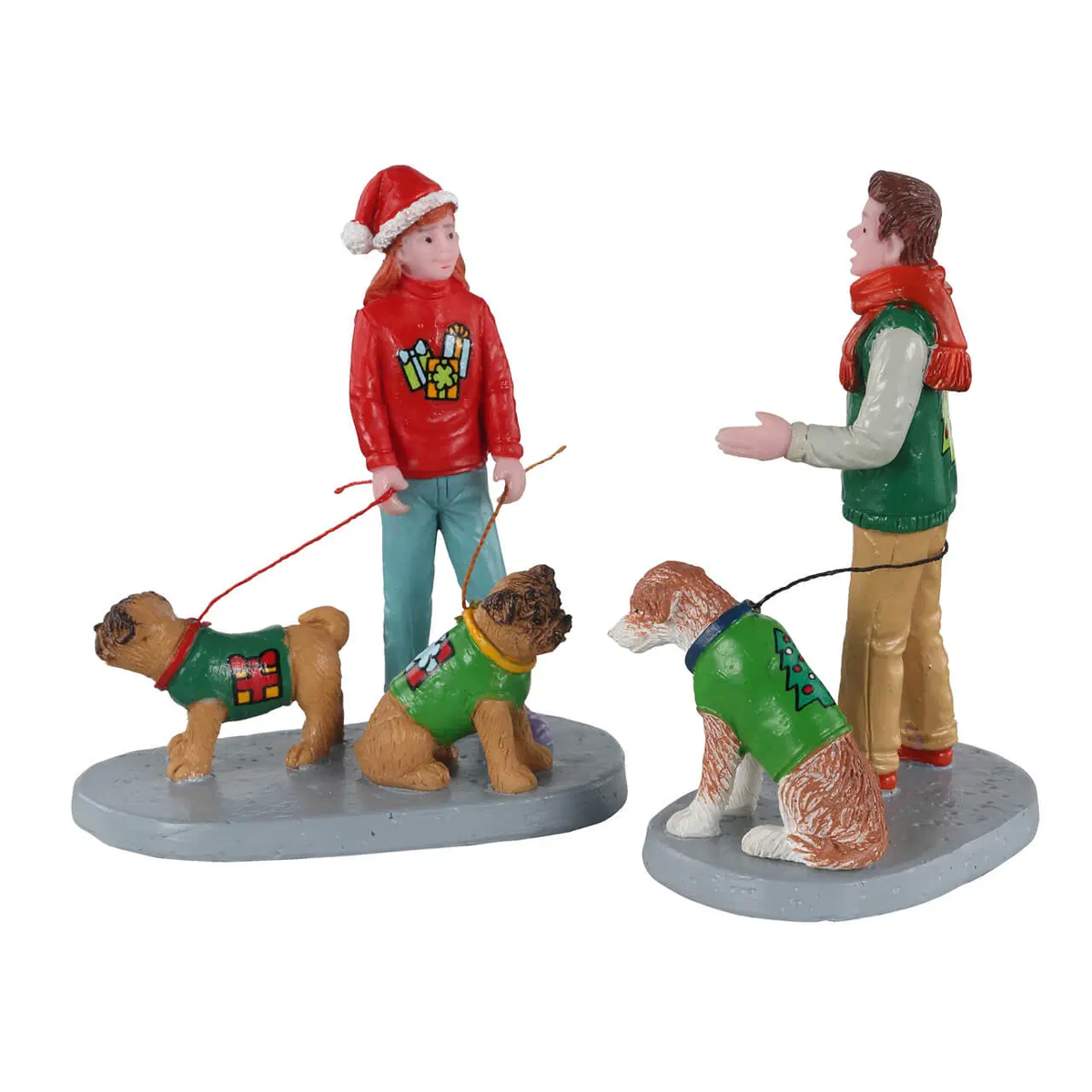 Lemax - Festive Friends with Dogs Christmas Village Figurines - Set of 2