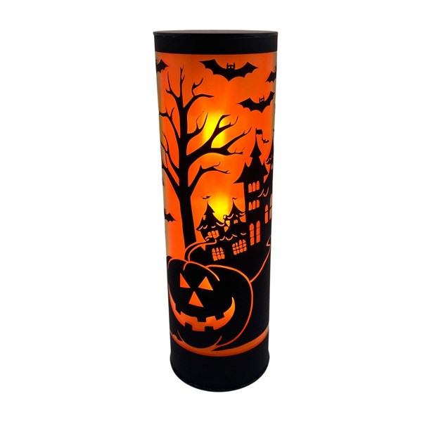 Straits Light Up Halloween Column Spooky Scene with Bats - 25cm