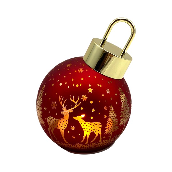 Light Up Red Reindeer Bauble - 20cm