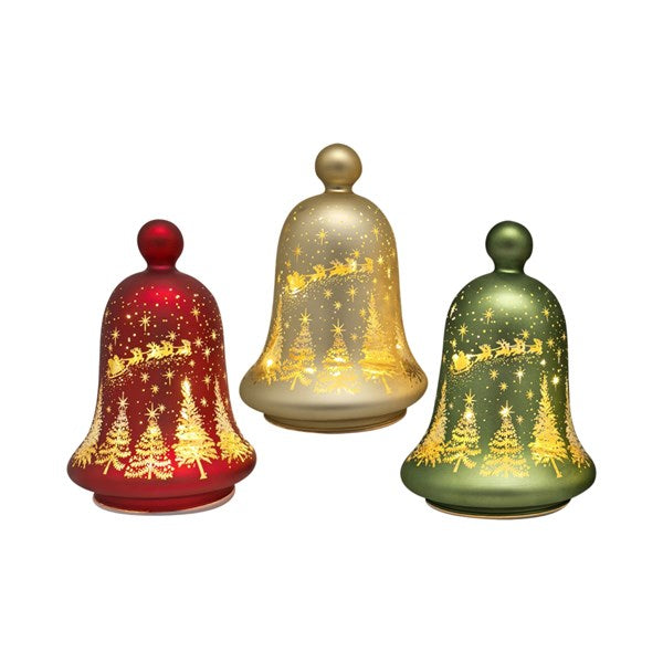 Light Up Glass Reindeer Bell - 17cm