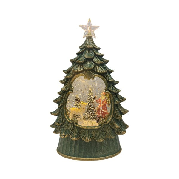 Light Up Santa Tree Water Spinner - 26cm