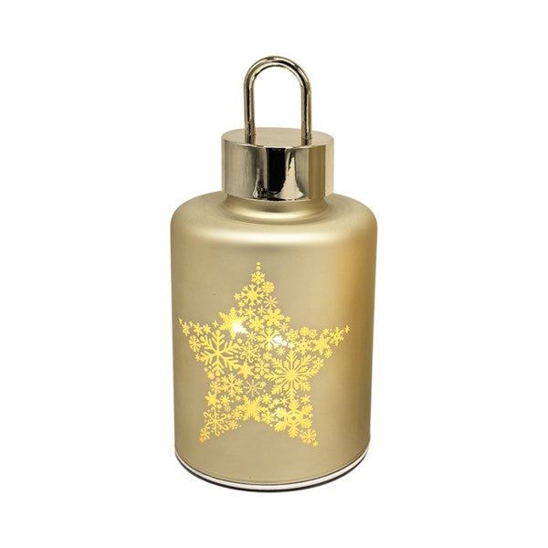Light Up Gold Star Lantern - 20cm