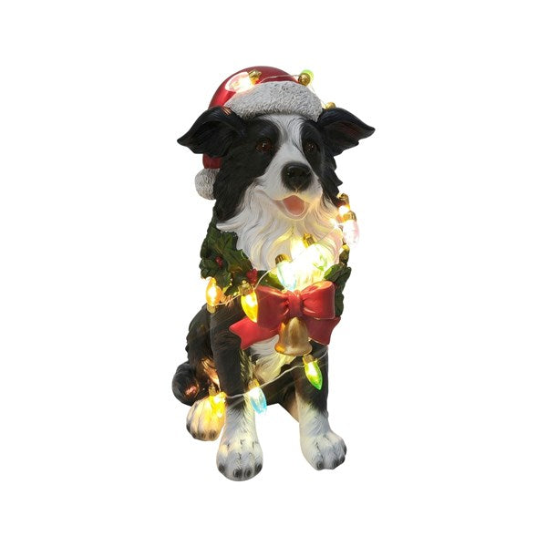 Light Up Christmas Collie Dog Ornament - 24cm