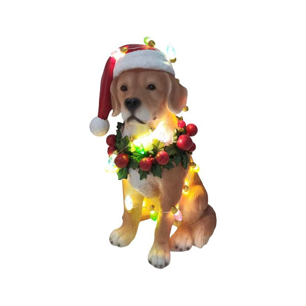 Light Up Christmas Golden Retriever Dog Ornament - 25cm