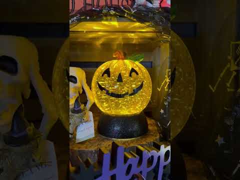 Halloween Pumpkin Glitter Water Spinner - 16cm