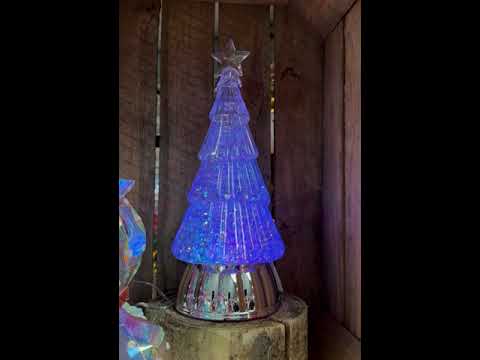 LED Colour Changing Glitter Water Spinner Christmas Tree 30cm