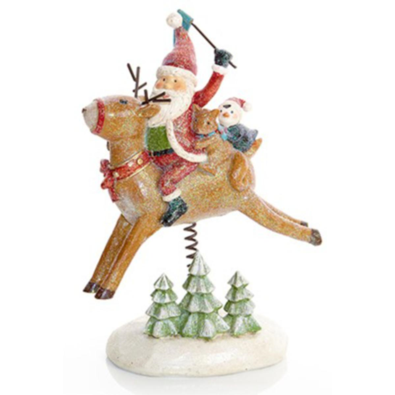 Christmas Santa Riding Reindeer Ornament - 15x20cm
