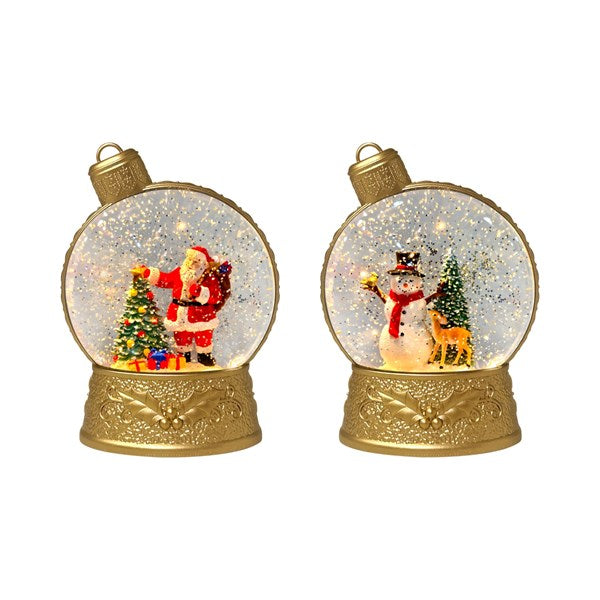 Santa or Snowman Bauble Snow Globe - 21cm