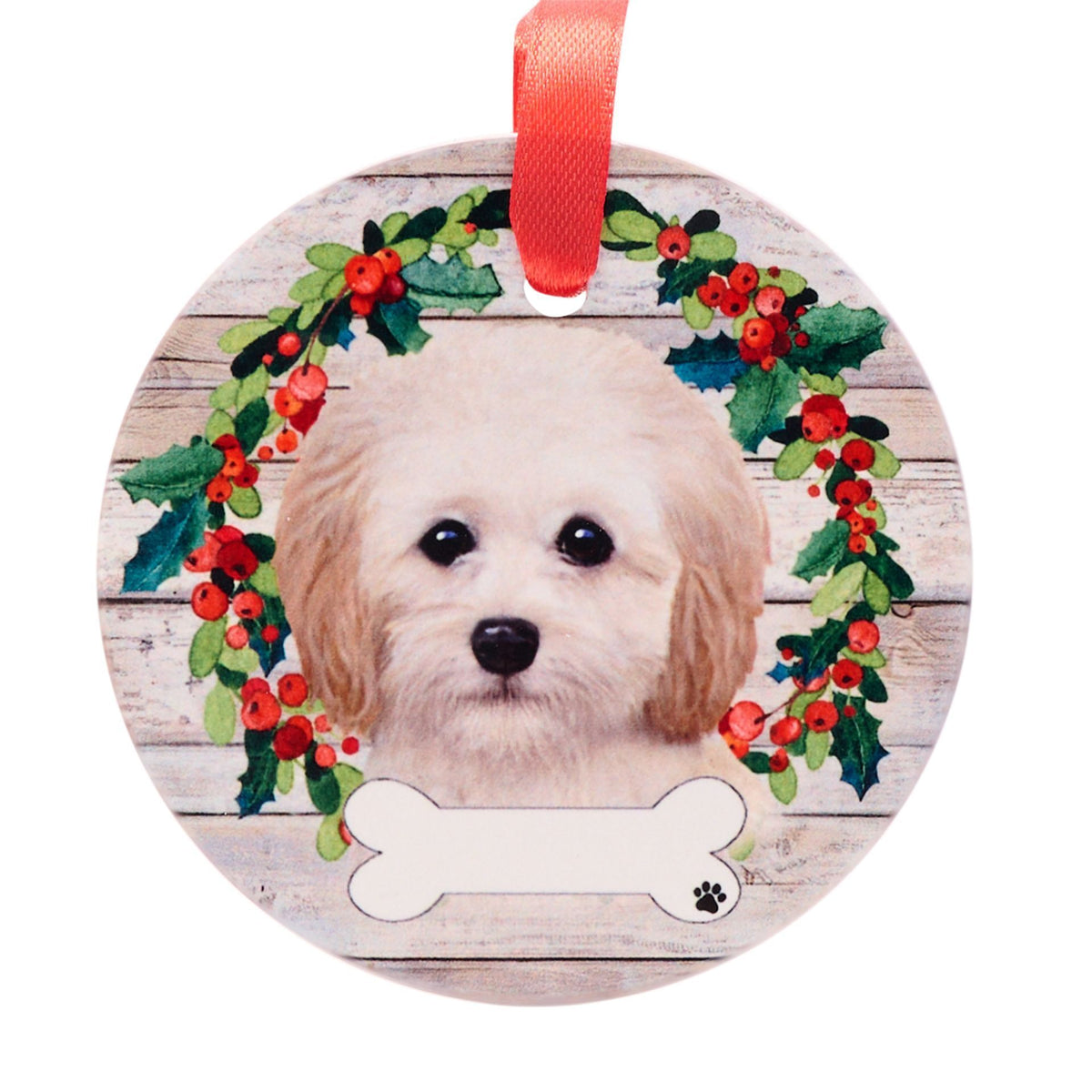 Cockapoo Wreath Hanging Christmas Bauble