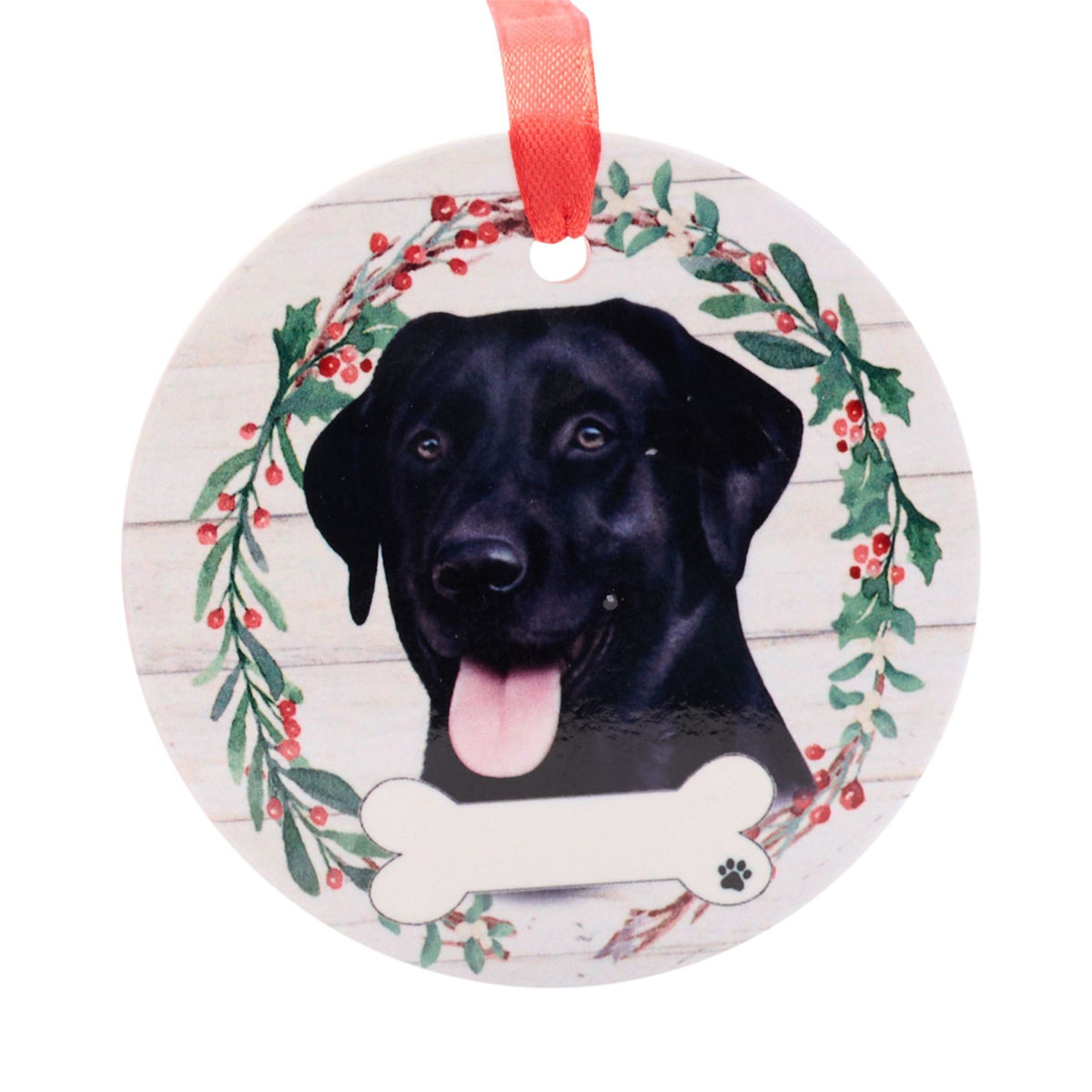 Black Labrador Wreath Hanging Christmas Bauble