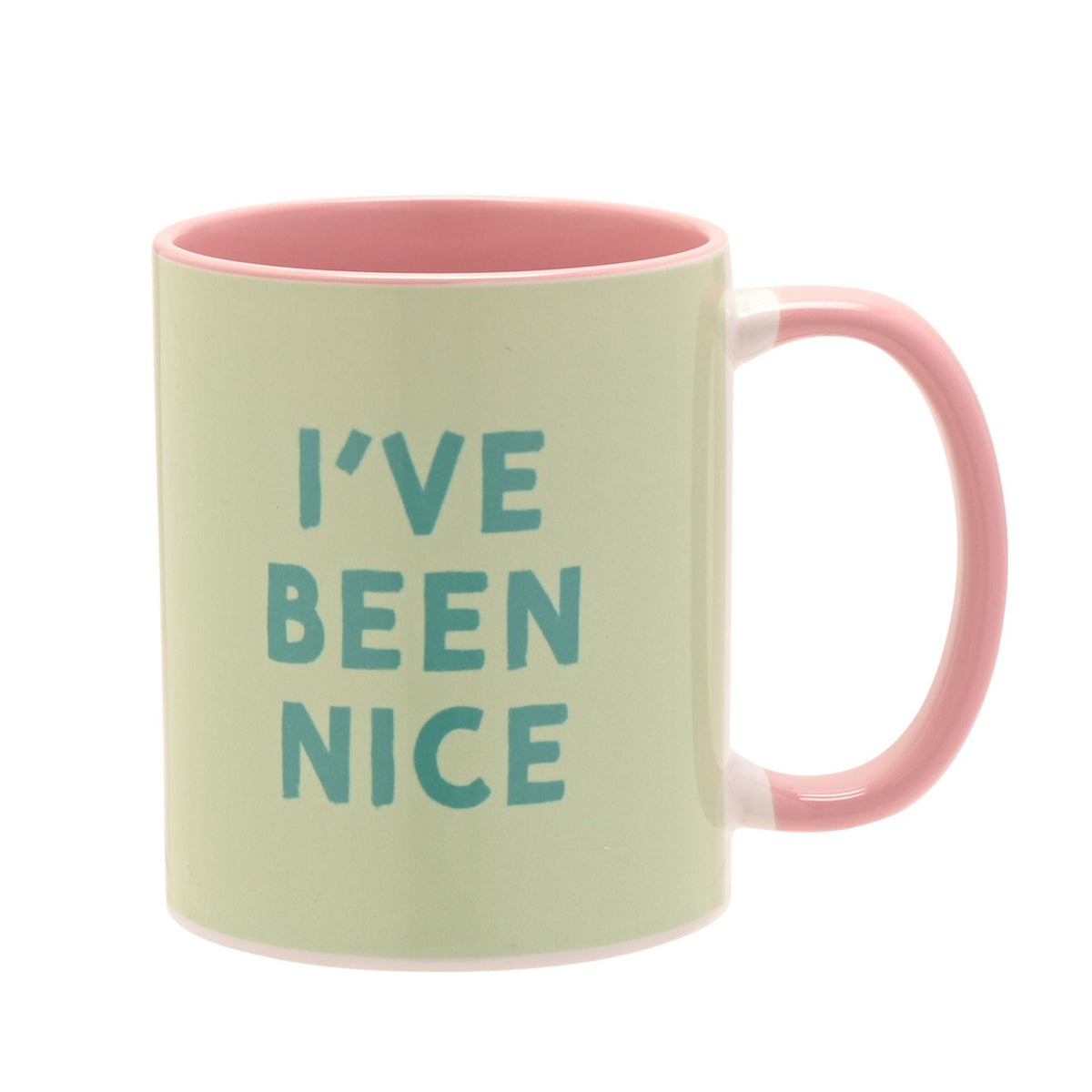 Christmas I've Been Nice Pink Handled Mug