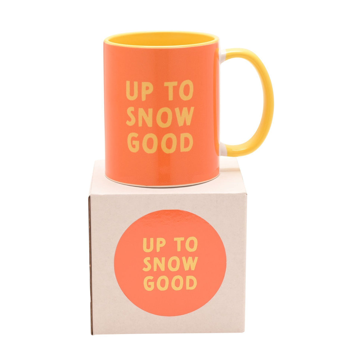 Christmas Up to Snow Good Yellow Handled Mug