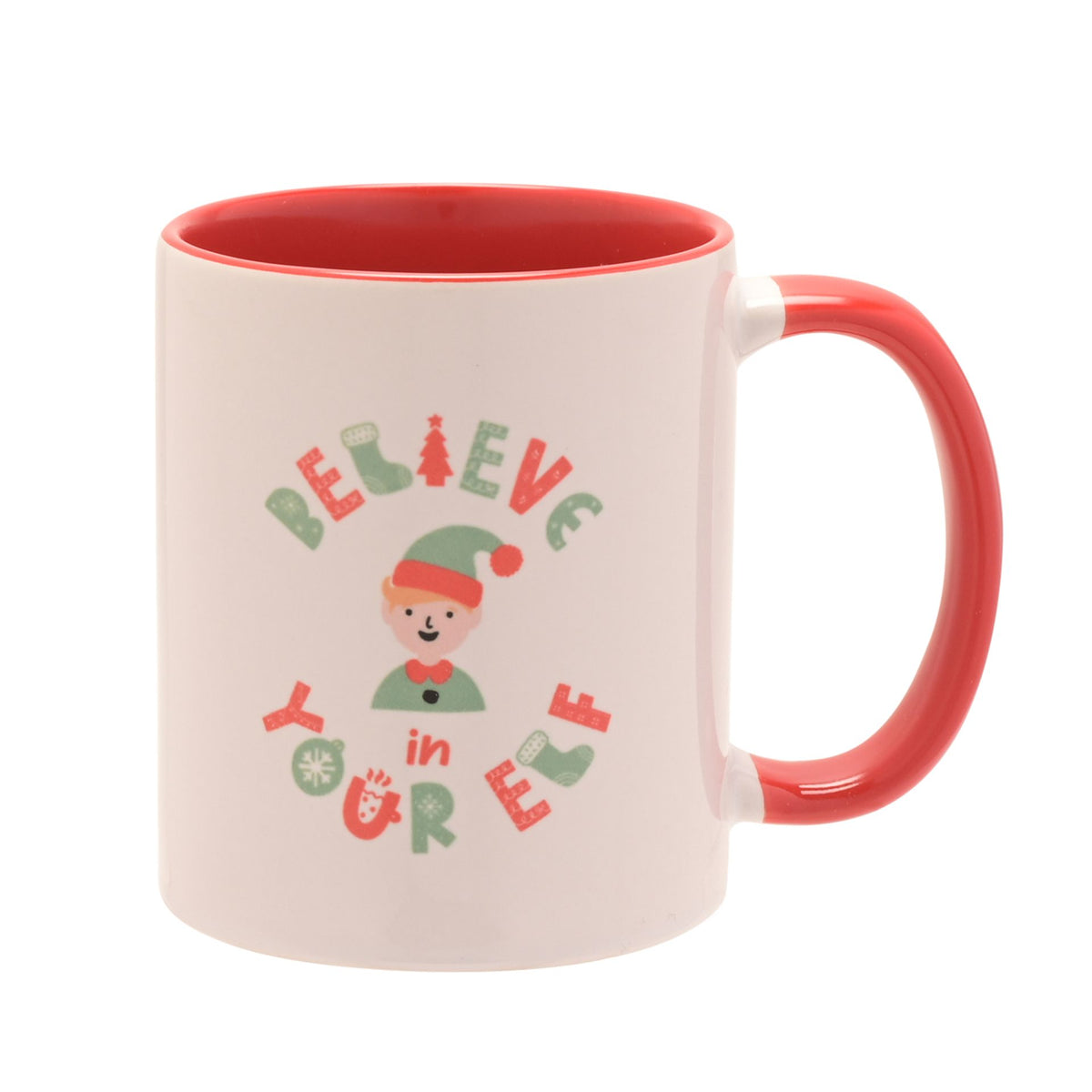 Christmas Believe in Your Elf Red Handled Mug