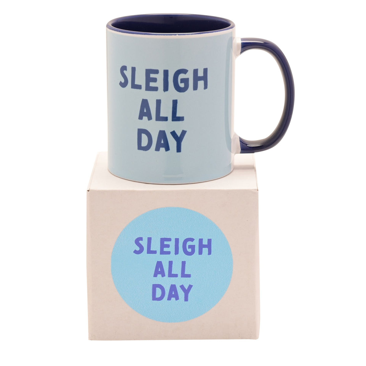 Christmas Sleigh All Day Navy Handled Mug