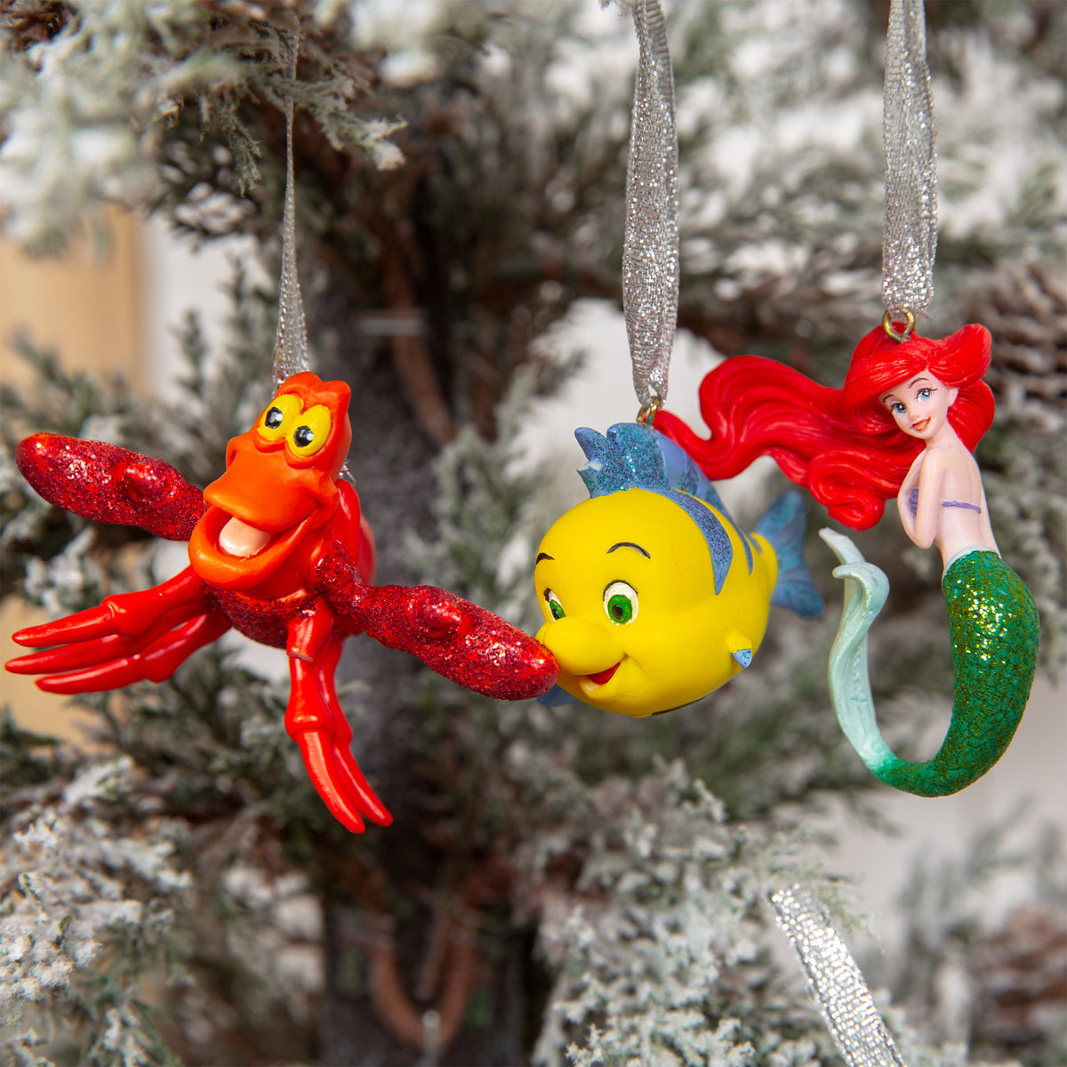 Disney Little Mermaid - Ariel, Flounder & Sebastian Christmas Character Baubles - Set of 3