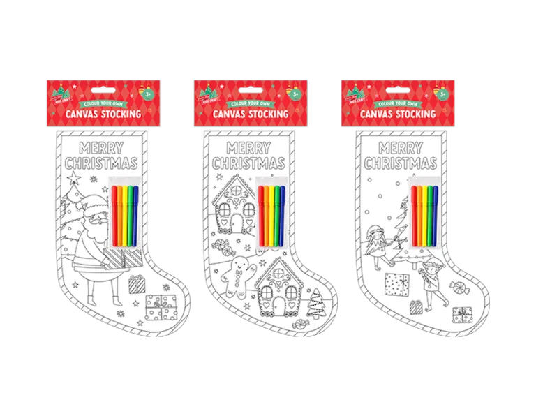 Christmas Colour Your Own Canvas Stocking
