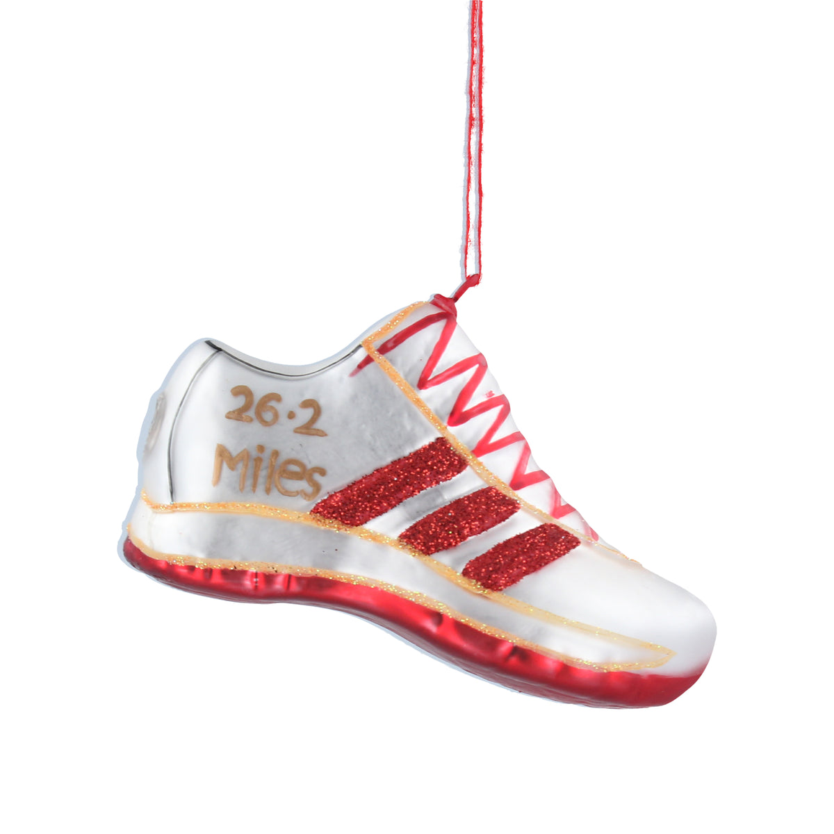 Gisela Graham Red/White Glass Running Shoe Christmas Bauble